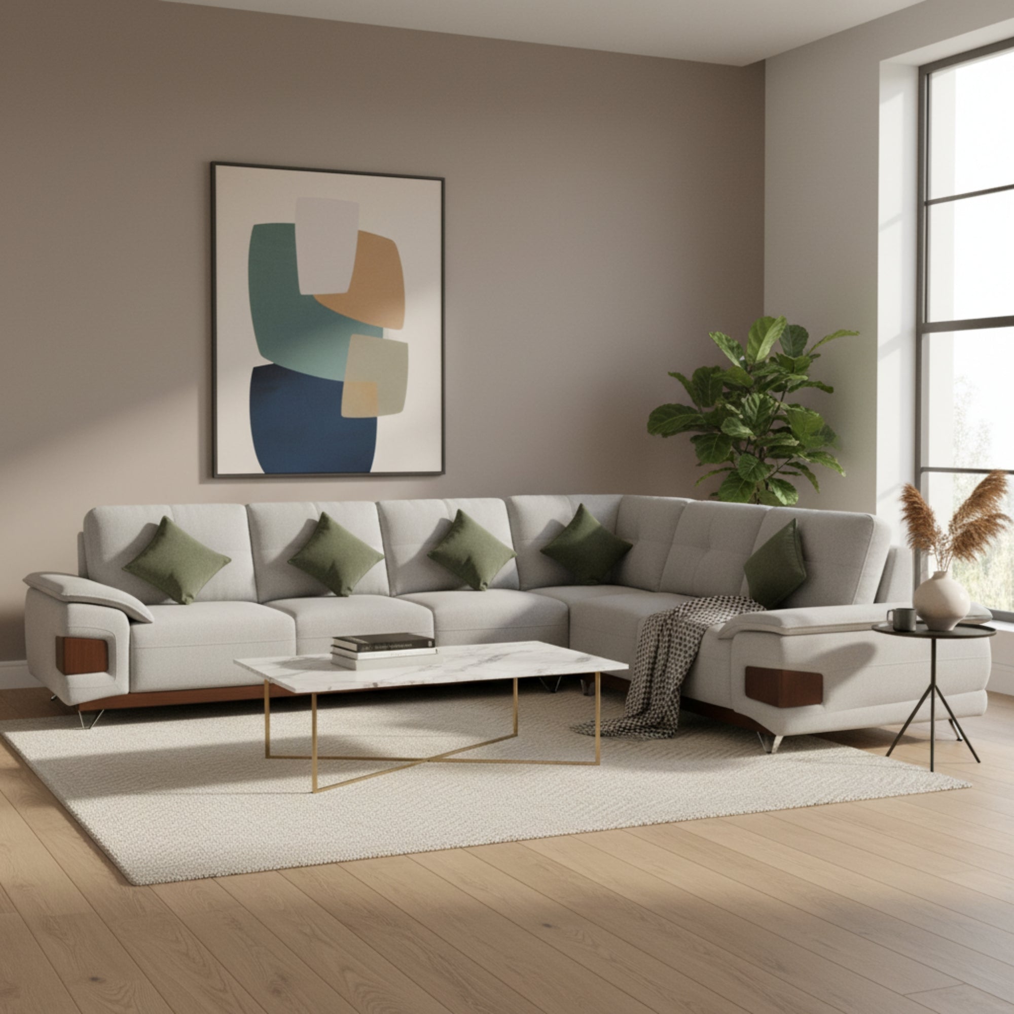 Noir L Shaped Sofa – Modern Comfort in Suede