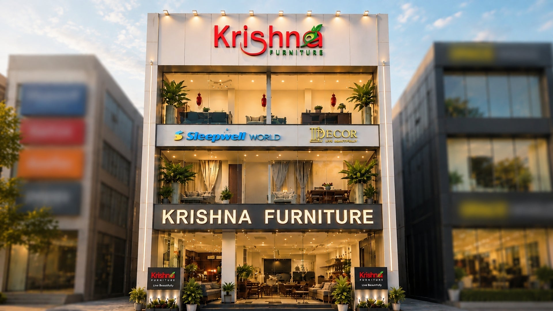 Krishna Furniture showroom, Atul Katariya Chowk, Gurugram, exterior view