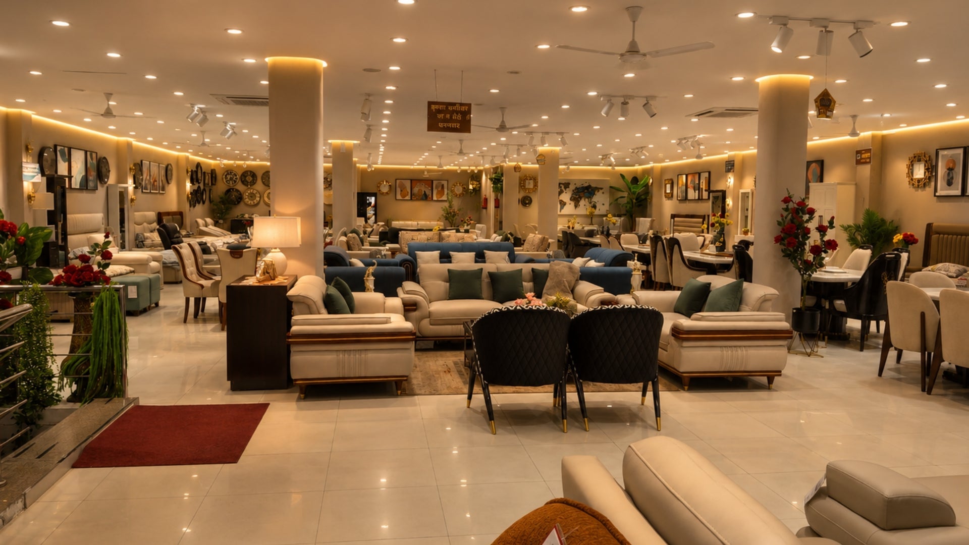 Inside the Krishna Furniture showroom near Vatika Chowk, Badshahpur